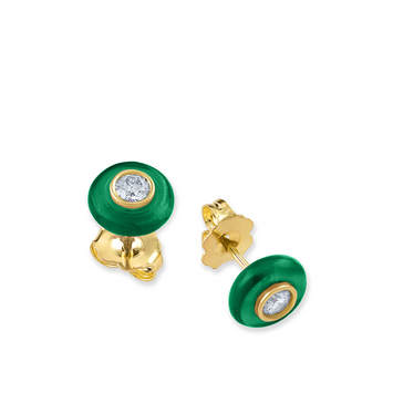 Belle Ciambelle Studs in 14K Gold and Kelly Green Malachite