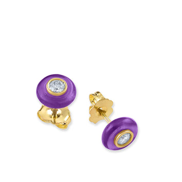 Belle Ciambelle Studs in 14K Gold and Vivid Purple Amethyst