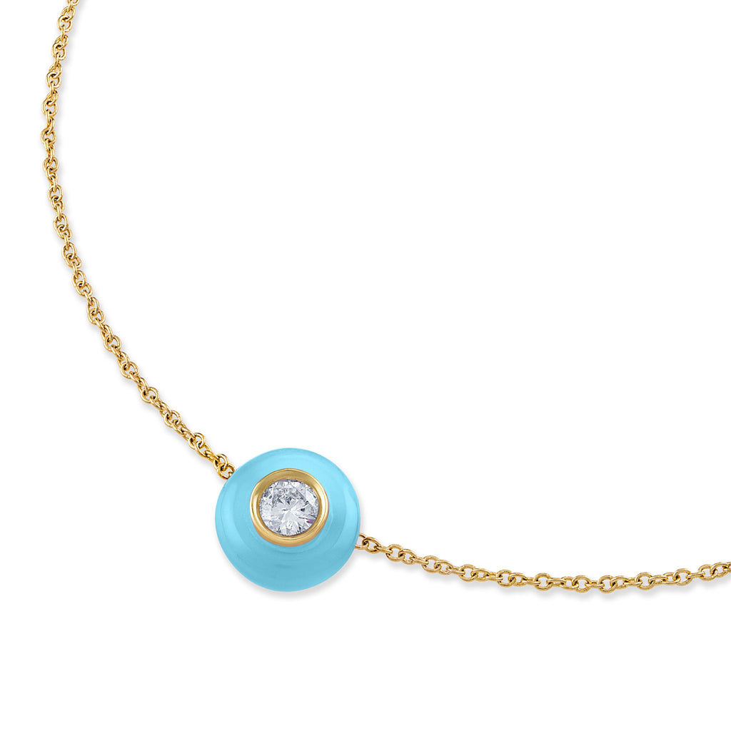 Belle Ciambelle Pendant in 14K Gold and Blue Turquoise