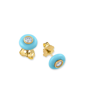 Belle Ciambelle Studs in 14K Gold and Blue Turquoise