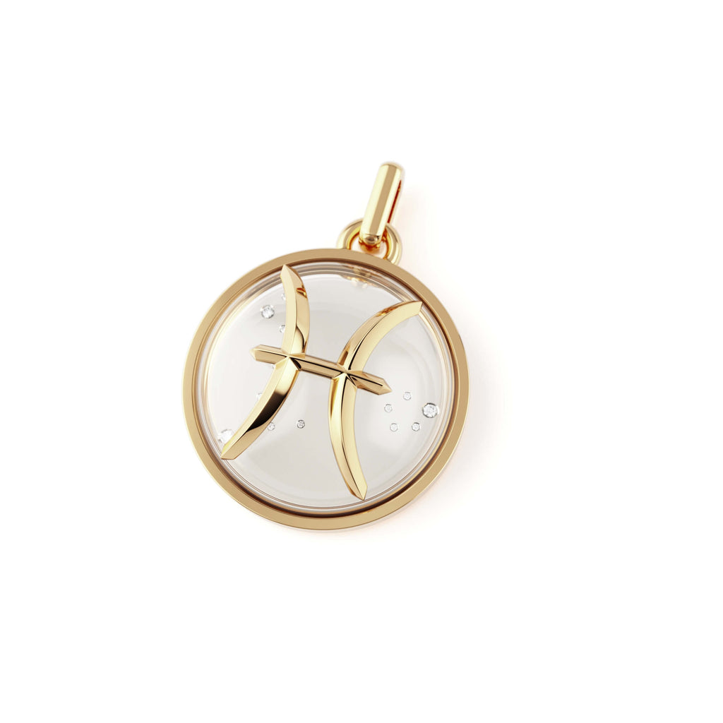 1/8 CT. T.W. Diamond Pisces Zodiac Sign Outline Pendant in Sterling Silver  with 14K Gold Plate | Zales Outlet